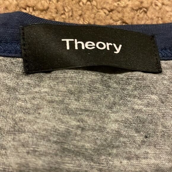 Theory Mens Blue & Grey Three Button Short-sleeve Shirt - Picture 6 of 7